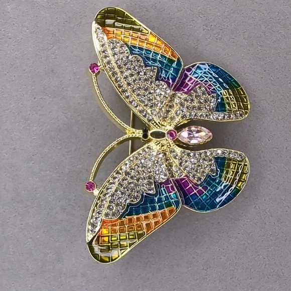 Jewelry - Jewel Tone Butterfly Brooch